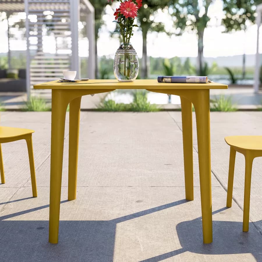 Set pranzo da giardino con tavolo 80x80 cm e 4 sedie in polipropilene senape - Qalis