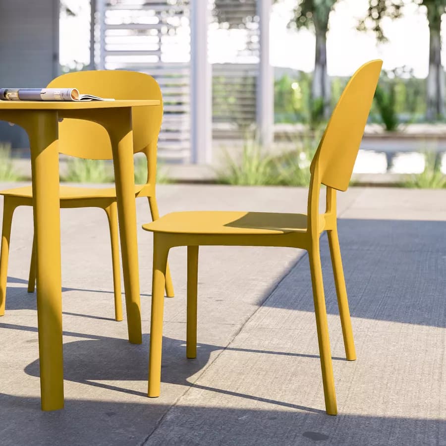 Set pranzo da giardino con tavolo 80x80 cm e 4 sedie in polipropilene senape - Qalis