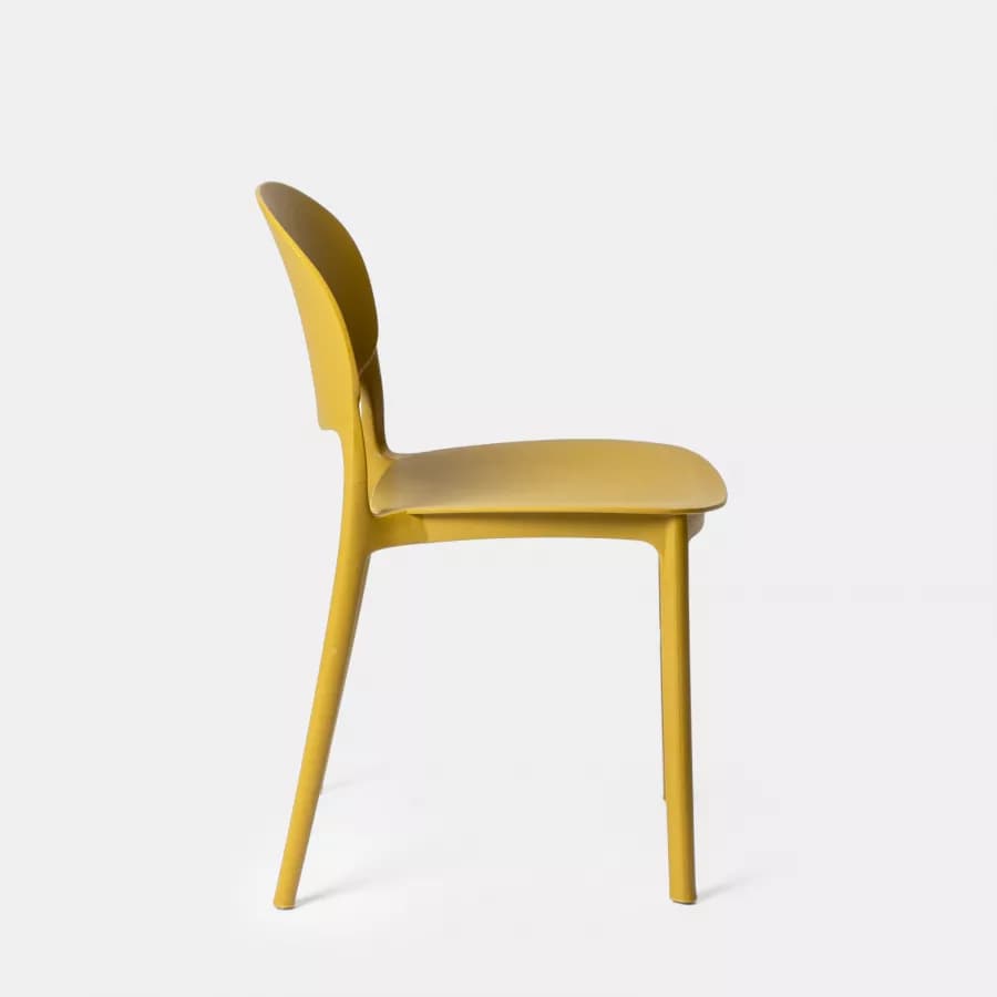 Set pranzo da giardino con tavolo 80x80 cm e 4 sedie in polipropilene senape - Qalis
