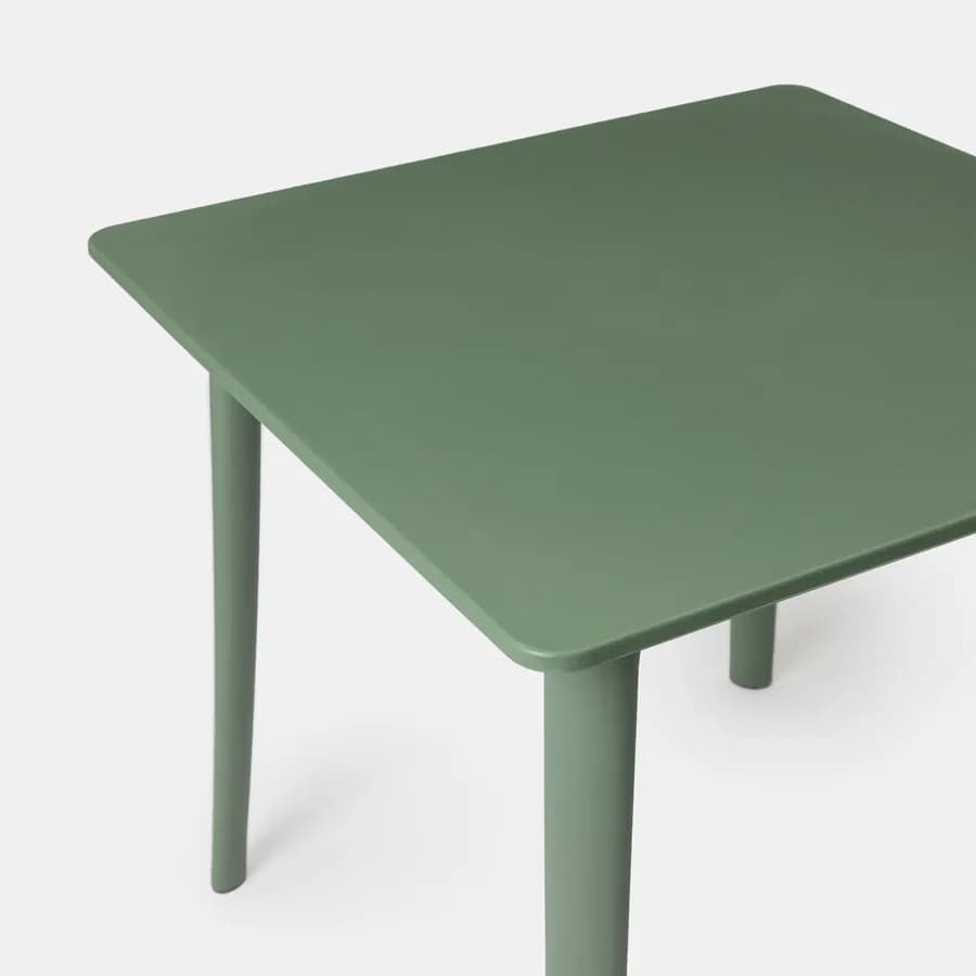 Set pranzo da giardino con tavolo 80x80 cm e 4 sedie in polipropilene verde salvia - Qalis
