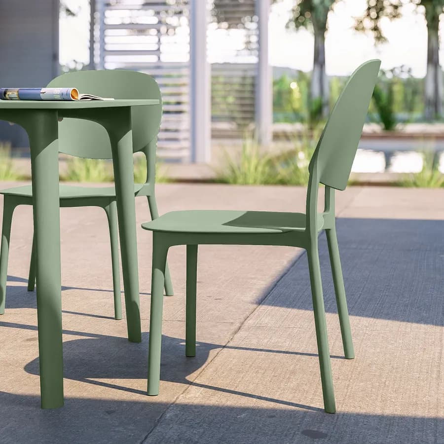 Set pranzo da giardino con tavolo 80x80 cm e 4 sedie in polipropilene verde salvia - Qalis