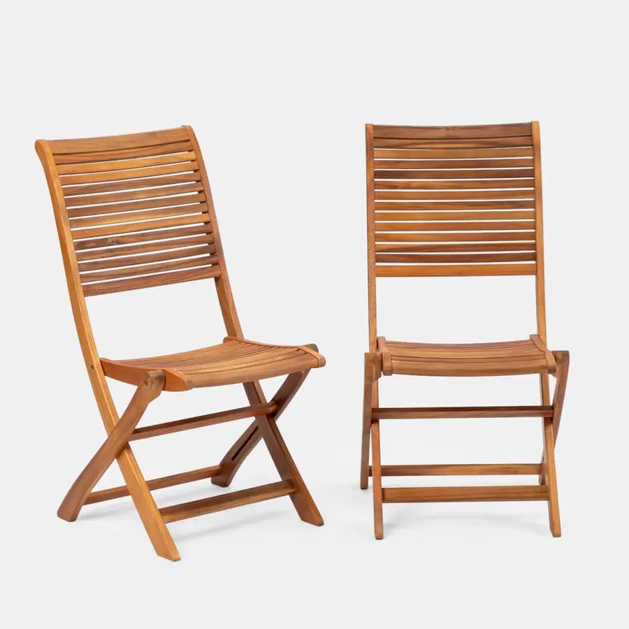 Set pranzo tavolo 80x80 cm e 4 sedie pieghevoli in legno di acacia - Paja