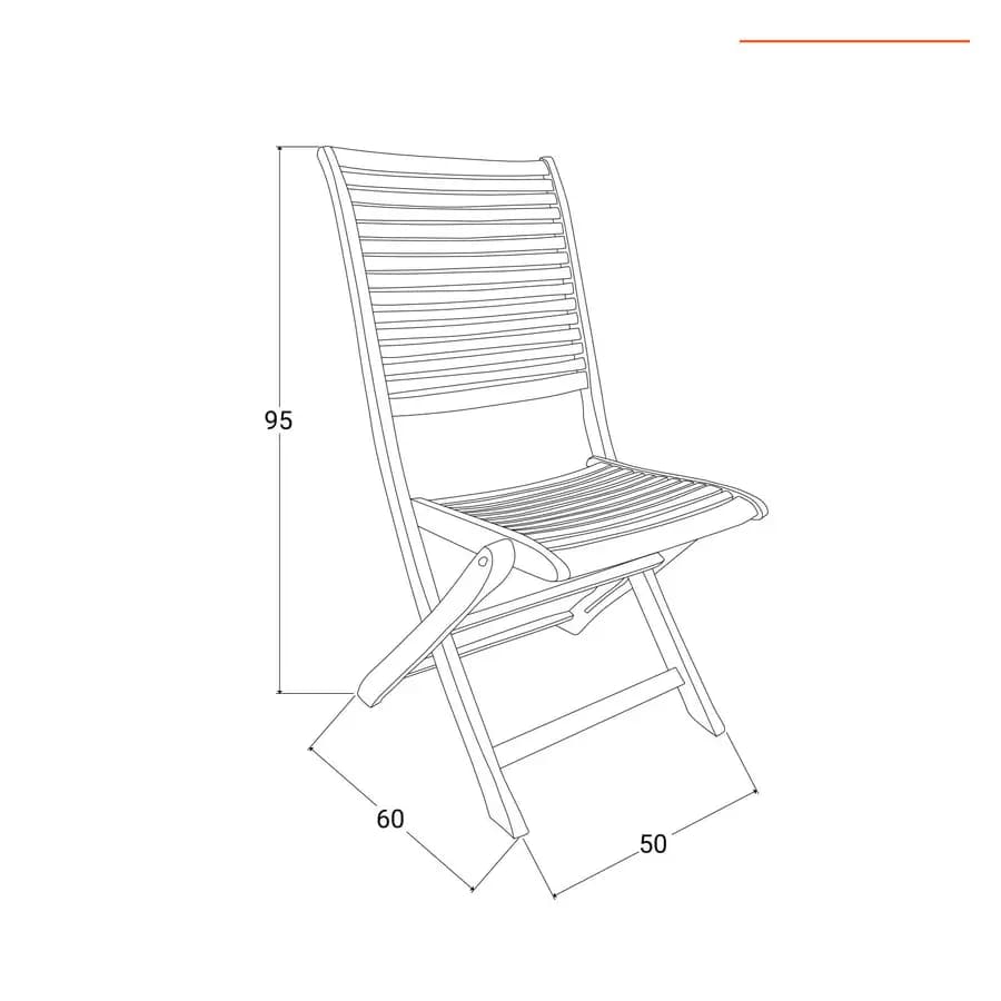 Set pranzo tavolo 80x80 cm e 4 sedie pieghevoli in legno di acacia - Paja
