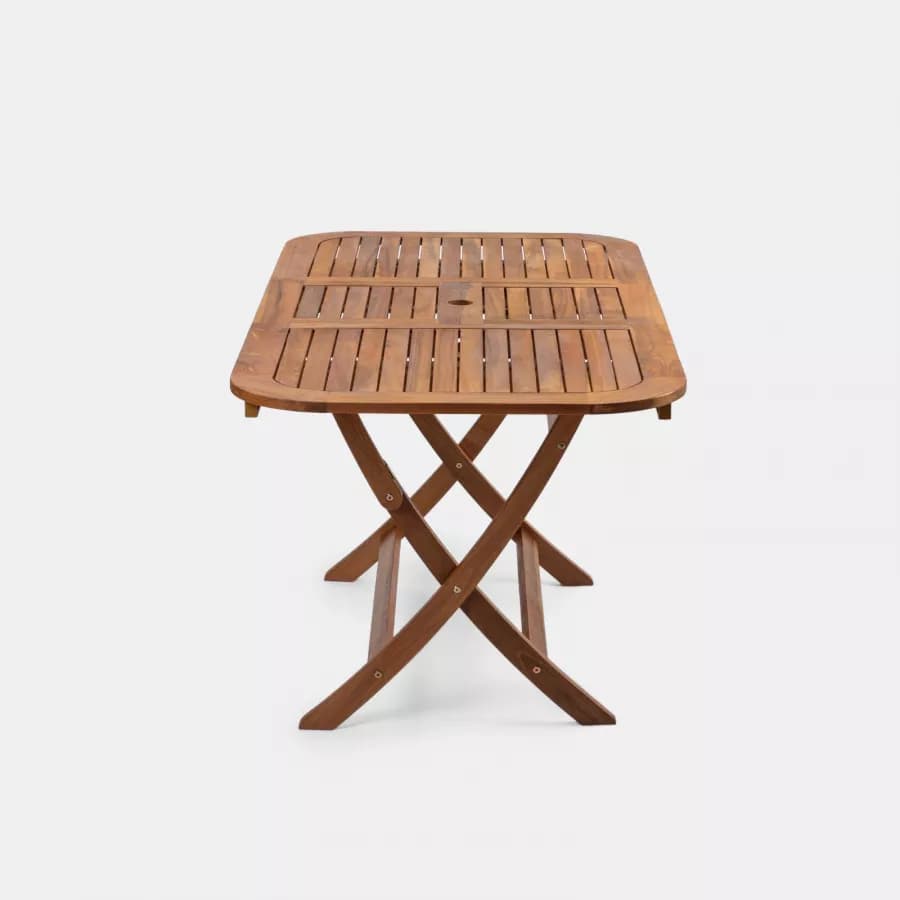 Set pranzo con tavolo allungabile 120/160x80 cm e 4 sedie pieghevoli in legno di acacia - Paja