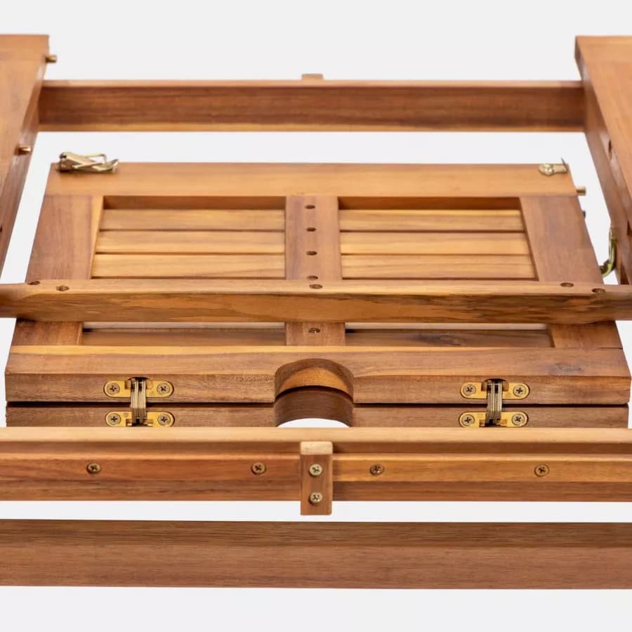 Set pranzo con tavolo allungabile 120/160x80 cm e 4 sedie pieghevoli in legno di acacia - Paja