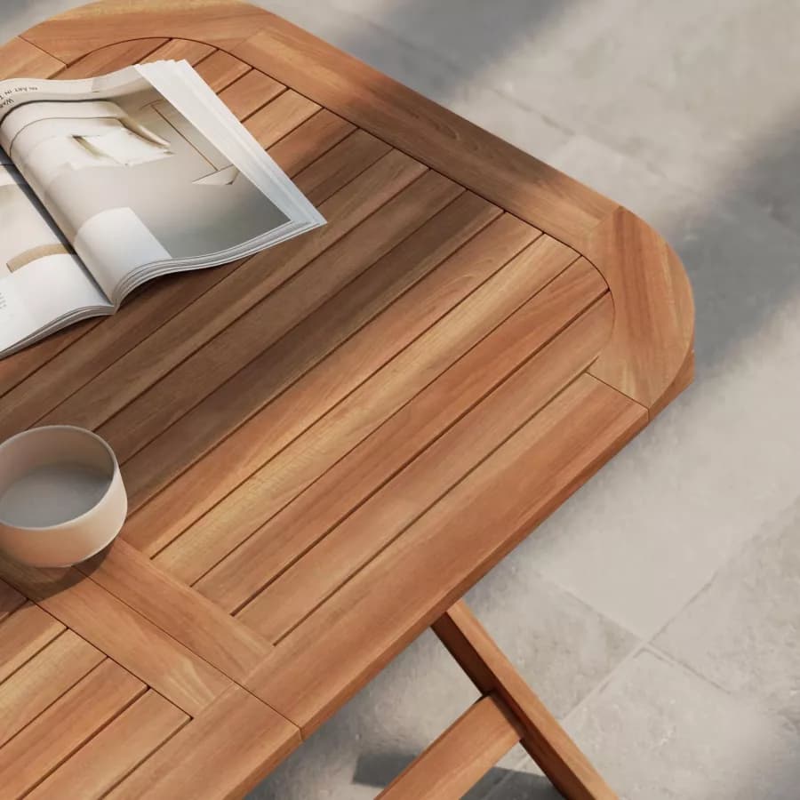Set pranzo con tavolo allungabile 120/160x80 cm e 4 sedie pieghevoli in legno di acacia - Paja