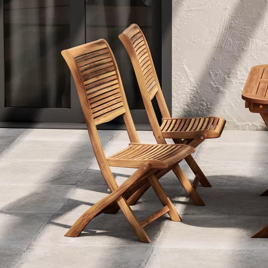 Set pranzo con tavolo allungabile 120/160x80 cm e 4 sedie pieghevoli in legno di acacia - Paja