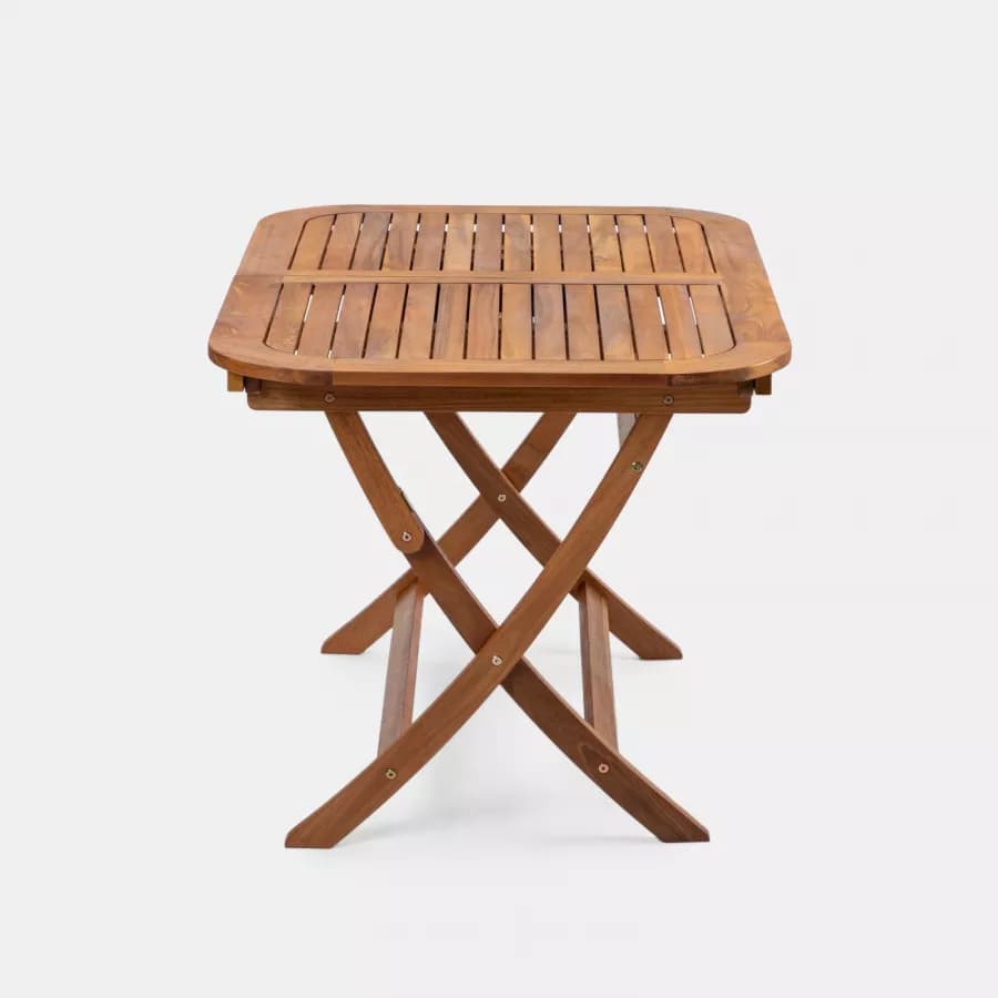 Set pranzo con tavolo allungabile 120/160x80 cm e 4 sedie pieghevoli in legno di acacia - Paja