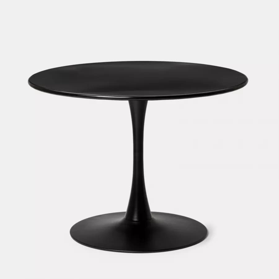 Set pranzo tavolo rotondo 100 cm e 4 sedie impilabili in polipropilene nero - Tulipano