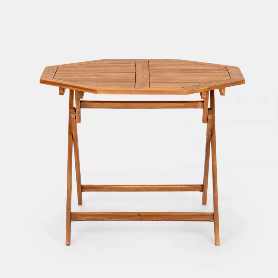 Set pranzo tavolo rotondo 100 cm e 4 sedie con braccioli regolabili in legno di acacia - Paja