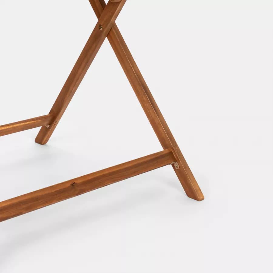 Set pranzo tavolo rotondo 100 cm e 4 sedie con braccioli regolabili in legno di acacia - Paja