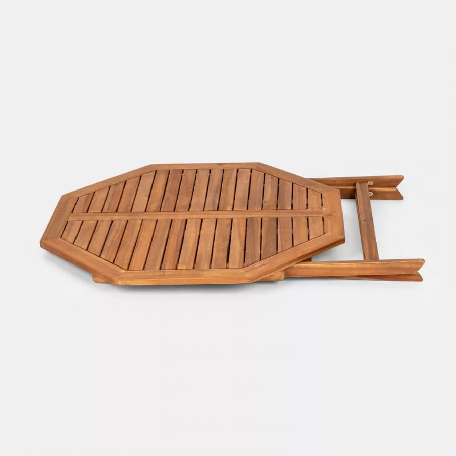 Set pranzo tavolo rotondo 100 cm e 4 sedie con braccioli regolabili in legno di acacia - Paja