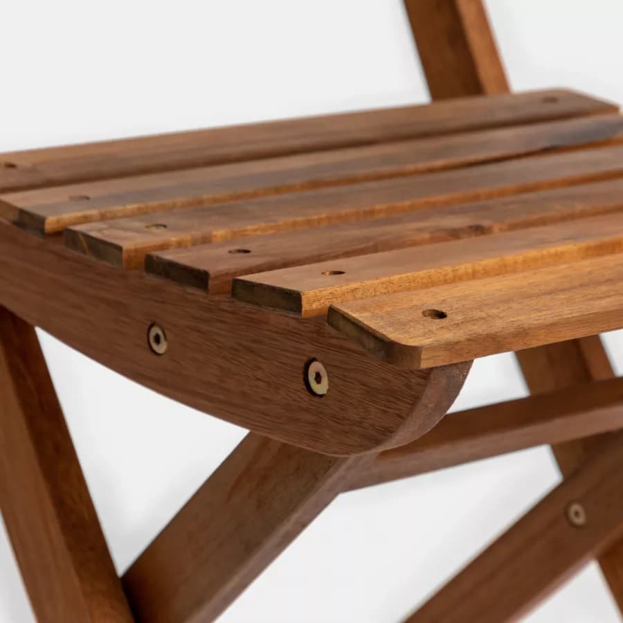 Set pranzo con tavolo rotondo 100 cm e 4 sedie pieghevoli in legno di acacia - Paja
