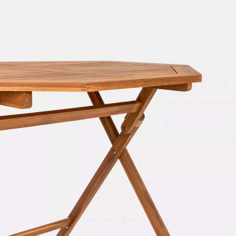 Set pranzo con tavolo rotondo 100 cm e 4 sedie pieghevoli in legno di acacia - Paja