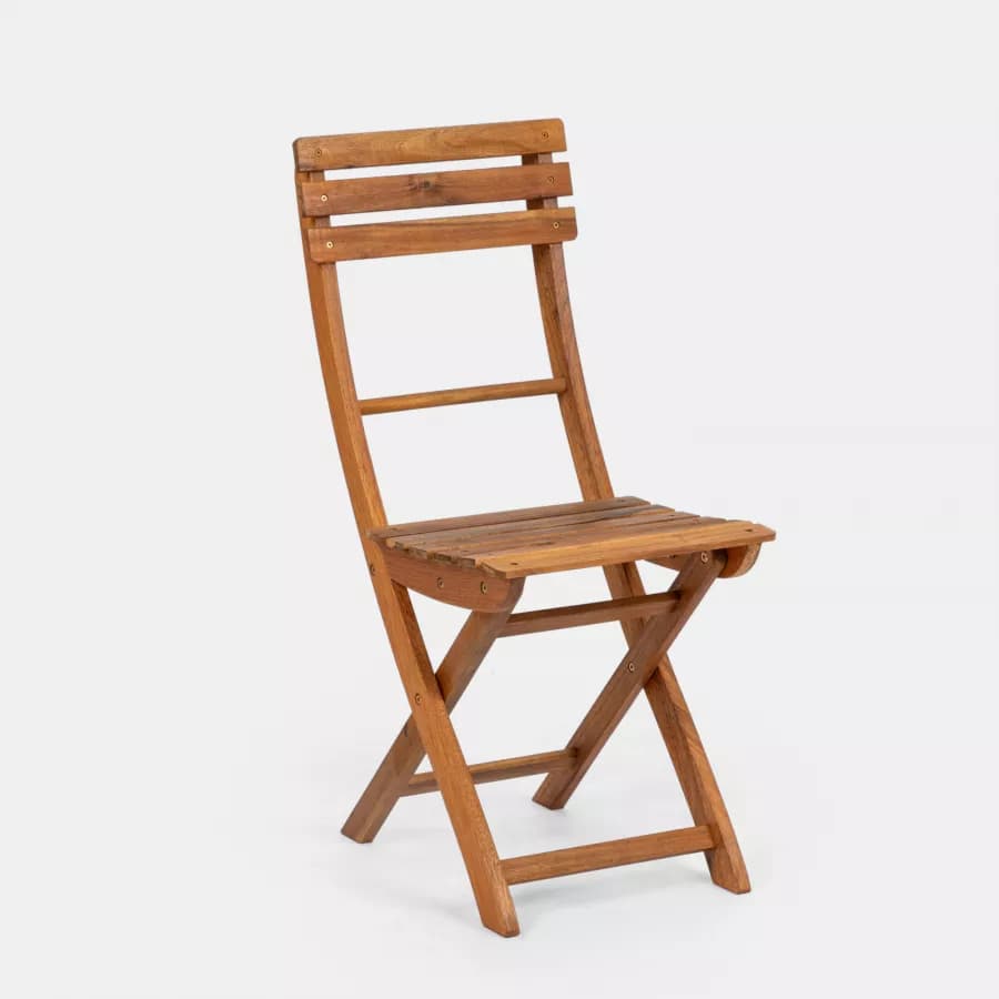Set pranzo con tavolo rotondo 100 cm e 4 sedie pieghevoli in legno di acacia - Paja