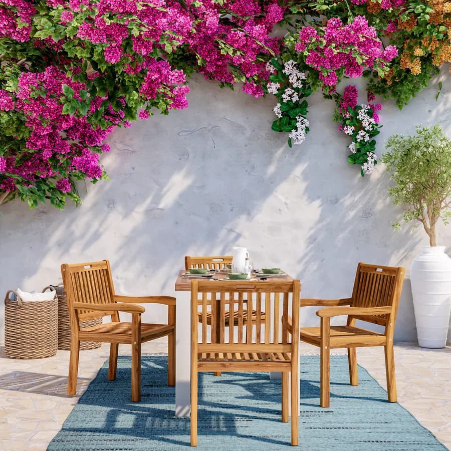 Set pranzo tavolo 115x70 cm e 4 sedie con braccioli in legno di acacia - Paja