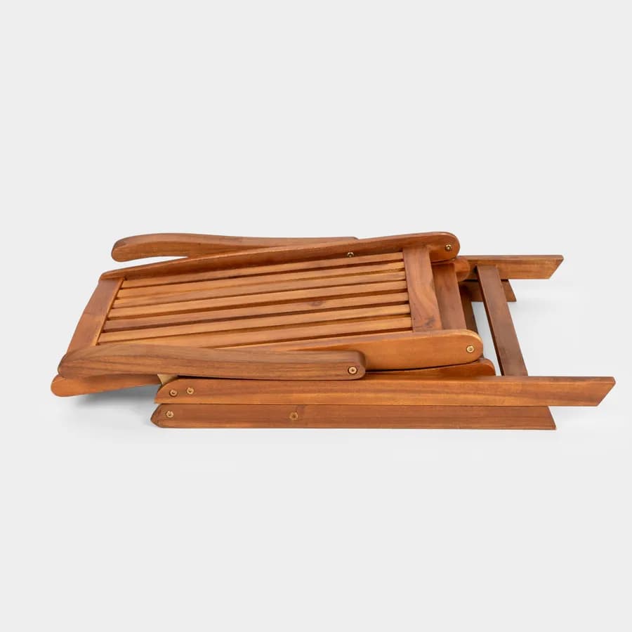 Set pranzo tavolo 115x70 cm e 4 sedie con braccioli regolabili in legno di acacia - Paja