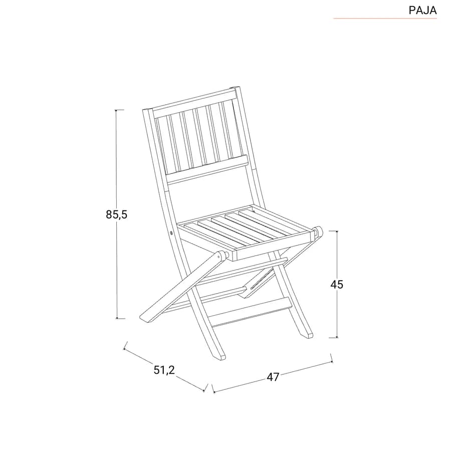 Set pranzo con tavolo 115x70 cm con 4 sedie pieghevoli in legno di acacia - Paja