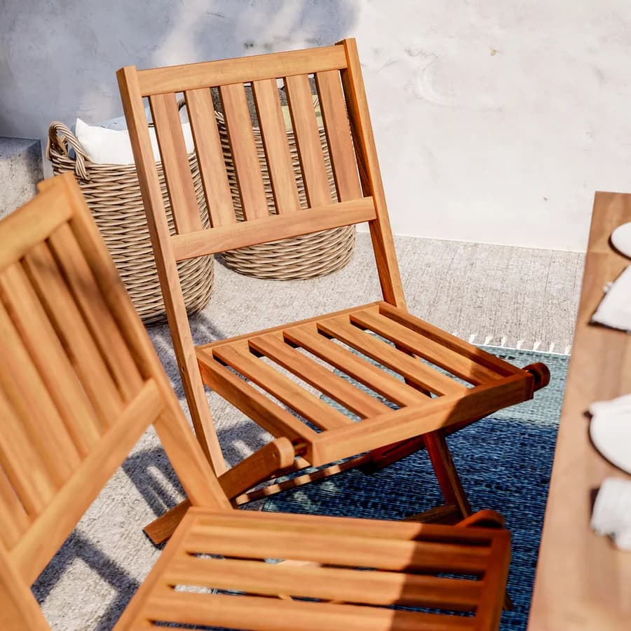 Set pranzo con tavolo 115x70 cm con 4 sedie pieghevoli in legno di acacia - Paja
