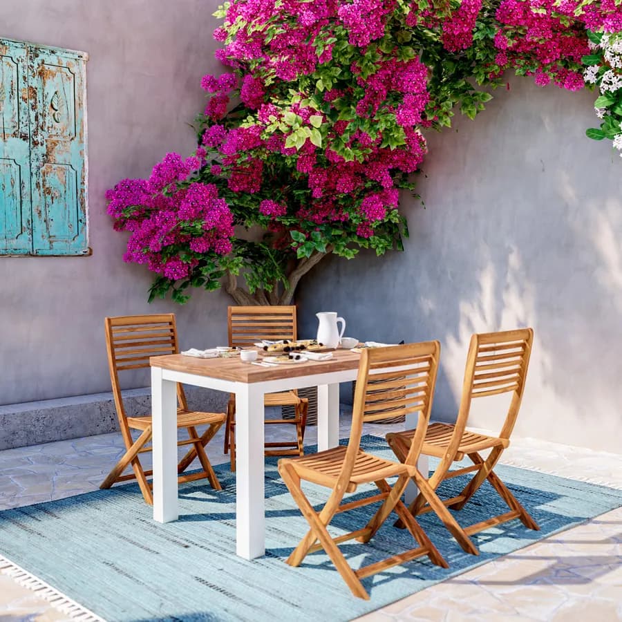 Set pranzo tavolo 115x70 cm con 4 sedie pieghevoli in legno di acacia - Paja