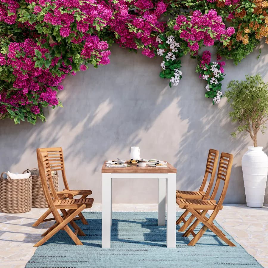 Set pranzo tavolo 115x70 cm con 4 sedie pieghevoli in legno di acacia - Paja