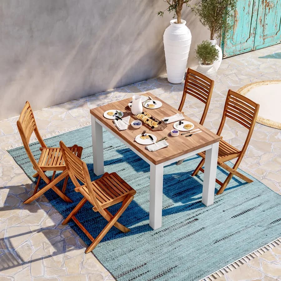 Set pranzo tavolo 115x70 cm con 4 sedie pieghevoli in legno di acacia - Paja