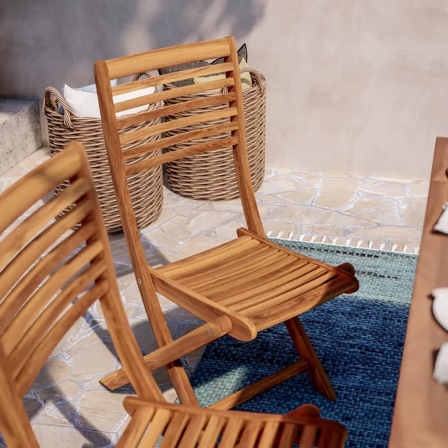 Set pranzo tavolo 115x70 cm con 4 sedie pieghevoli in legno di acacia - Paja
