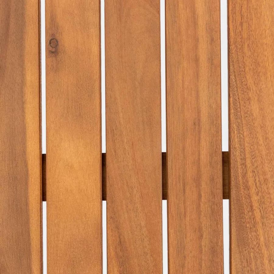 Set pranzo tavolo 160x80 cm e 4 sedie pieghevoli con braccioli in legno di acacia e corda grigia - Yadira