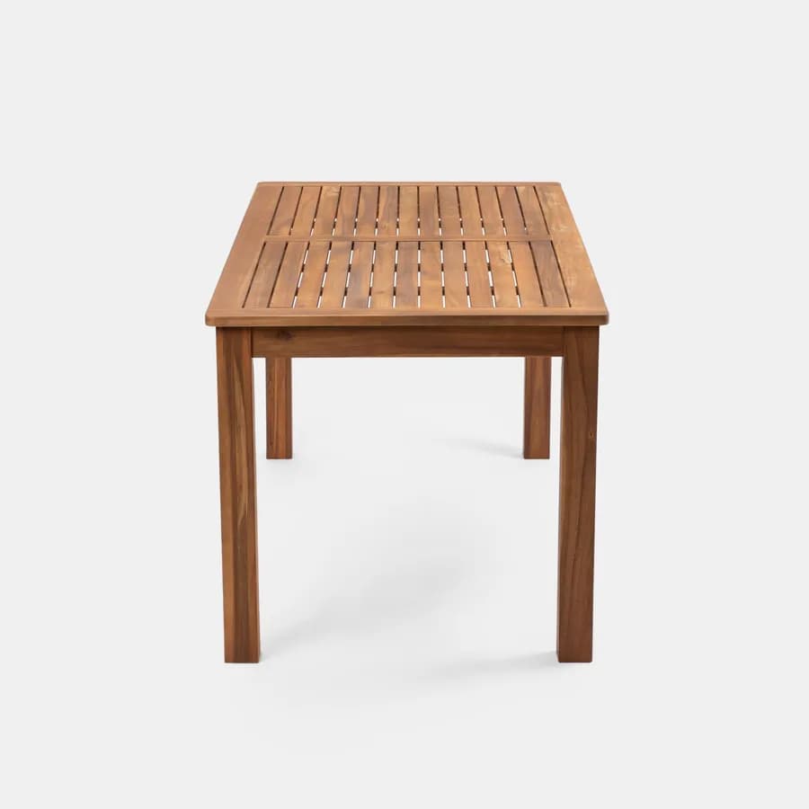 Set pranzo tavolo 160x80 cm e 4 sedie pieghevoli con braccioli in legno di acacia e corda grigia - Yadira