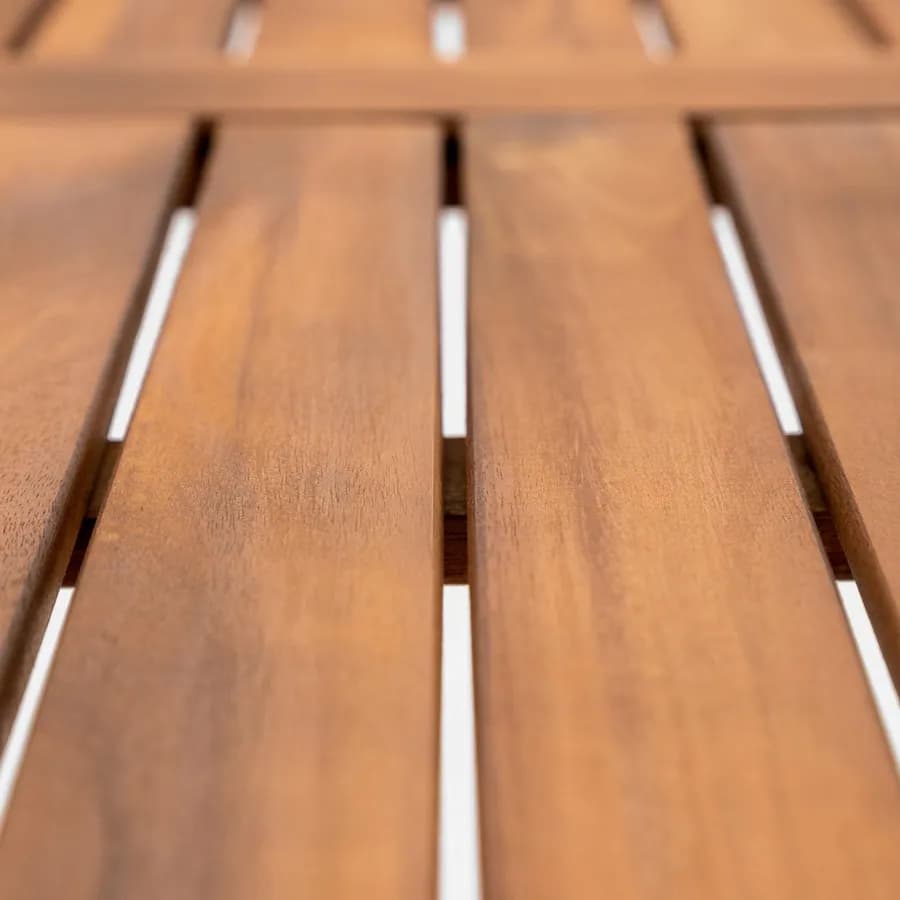 Set pranzo tavolo 160x80 cm e 4 sedie pieghevoli in legno di acacia e corda grigia - Yadira