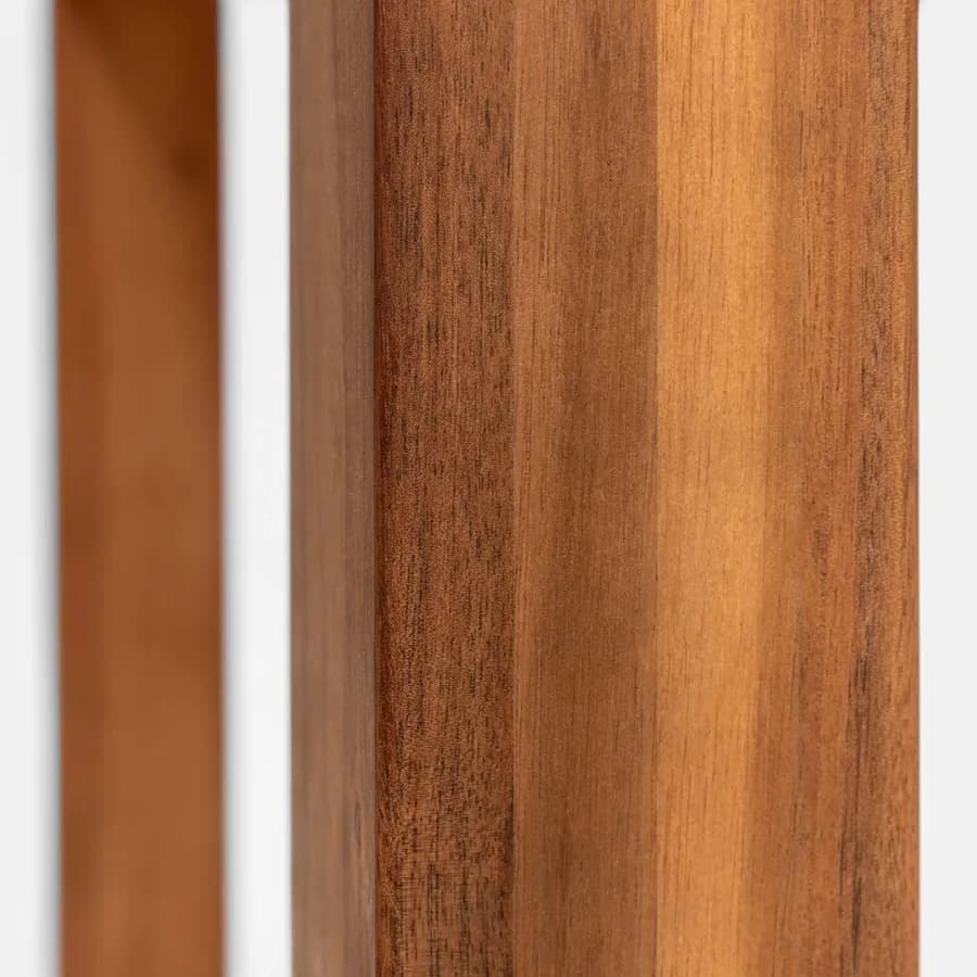 Set pranzo tavolo 160x80 cm e 4 sedie pieghevoli in legno di acacia e corda grigia - Yadira