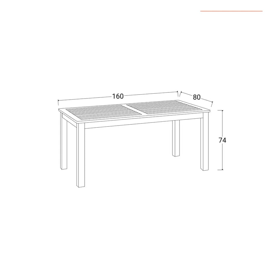 Set pranzo tavolo 160x80 cm e 4 sedie pieghevoli in legno di acacia e corda grigia - Yadira