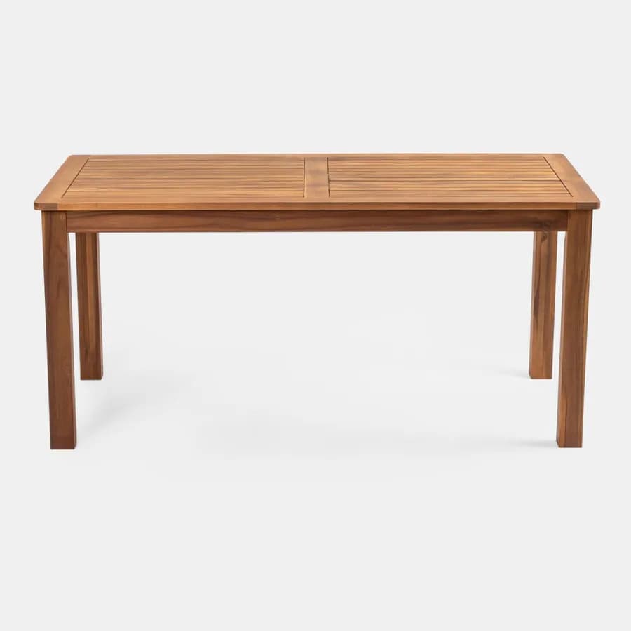 Set pranzo tavolo 160x80 cm e 4 sedie pieghevoli in legno di acacia e corda grigia - Yadira
