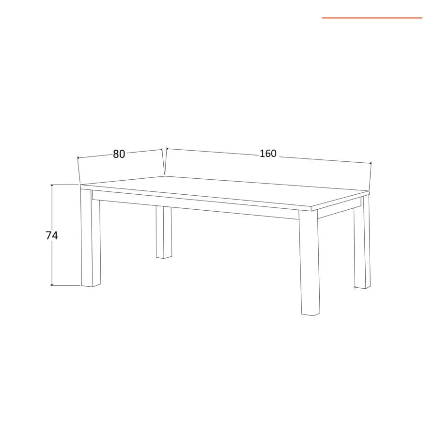 Set pranzo tavolo 160x80 cm e 4 sedie con braccioli in legno di acacia - Paja