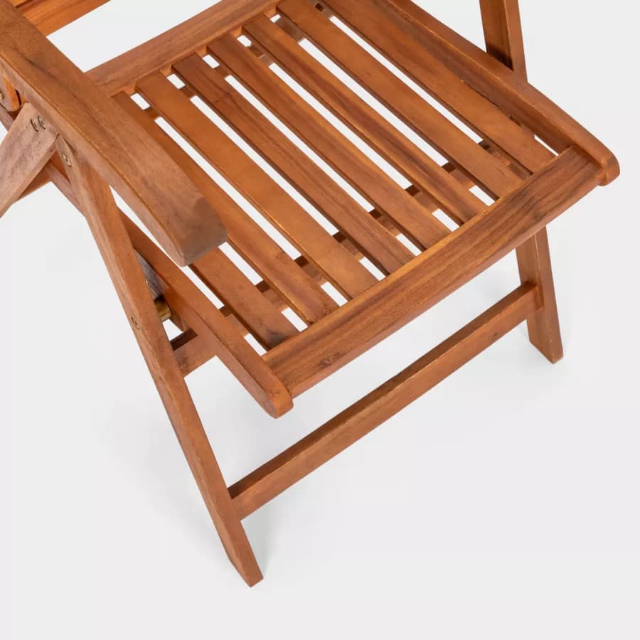 Set pranzo tavolo 160x80 cm e 4 sedie con braccioli regolabili in legno di acacia - Paja