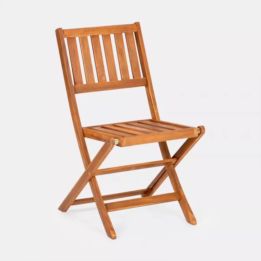Set pranzo tavolo 160x80 cm e 4 sedie pieghevoli in legno d'acacia - Paja
