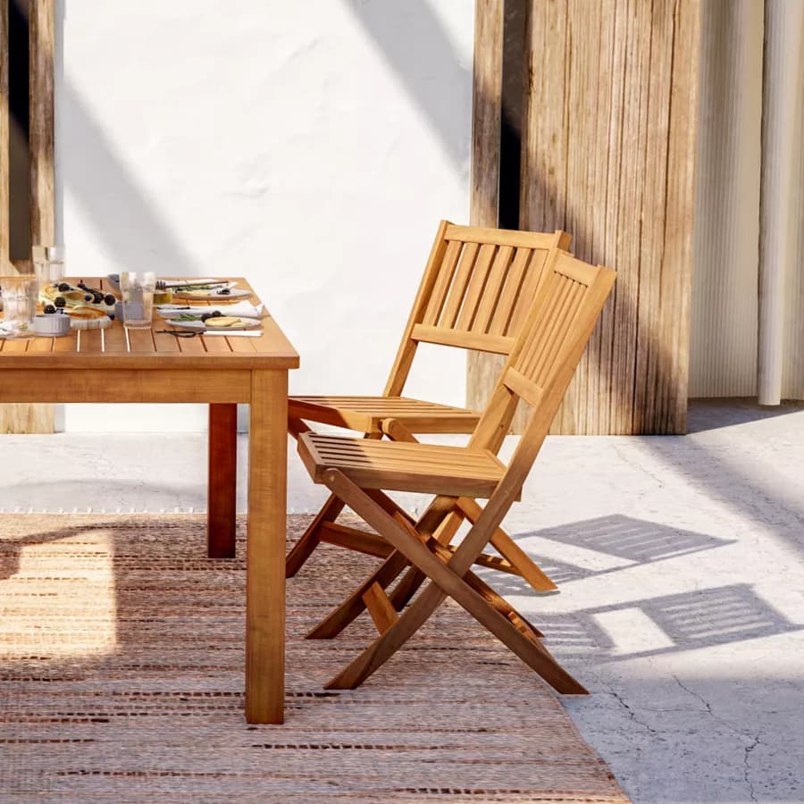 Set pranzo tavolo 160x80 cm e 4 sedie pieghevoli in legno d'acacia - Paja