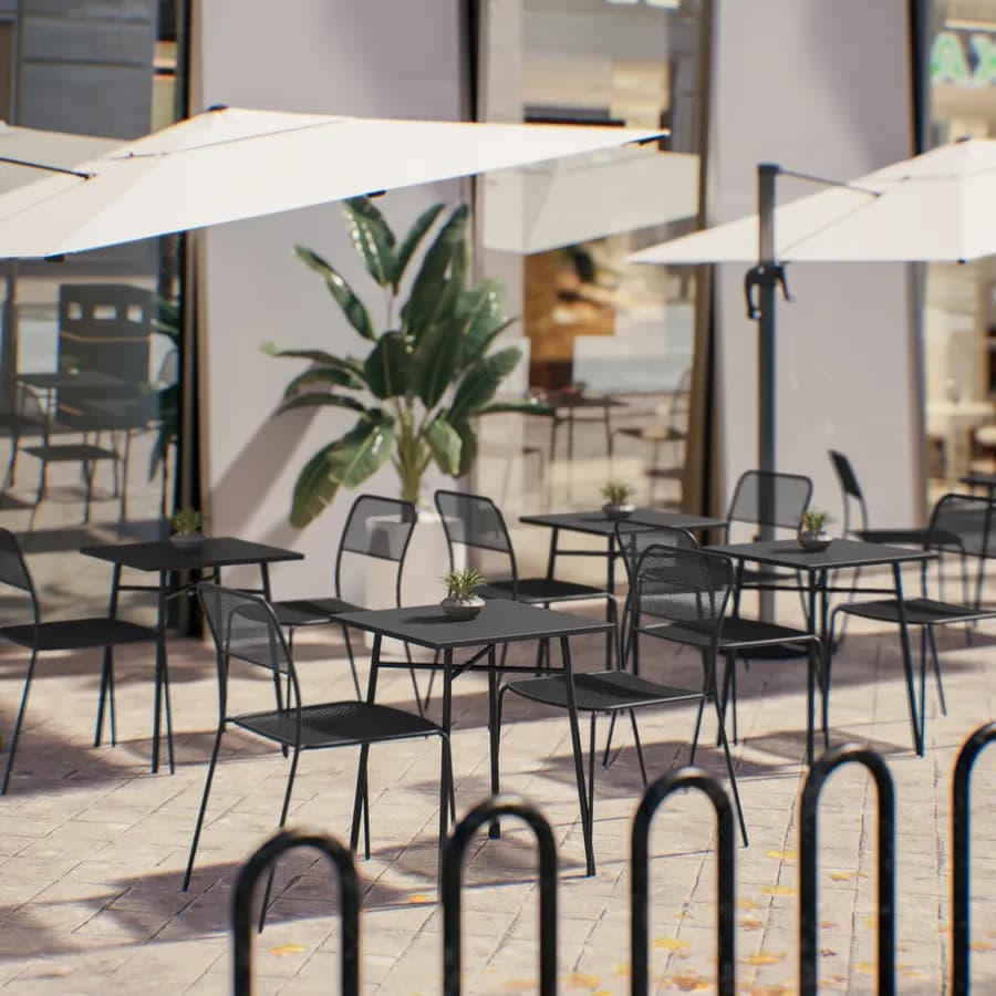 Set bistrot tavolo 60x60 cm e 2 sedie in acciaio nero - Faber