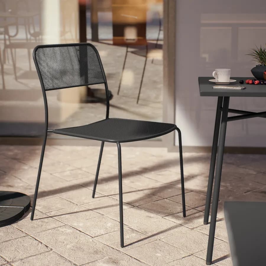 Set bistrot tavolo 60x60 cm e 2 sedie in acciaio nero - Faber