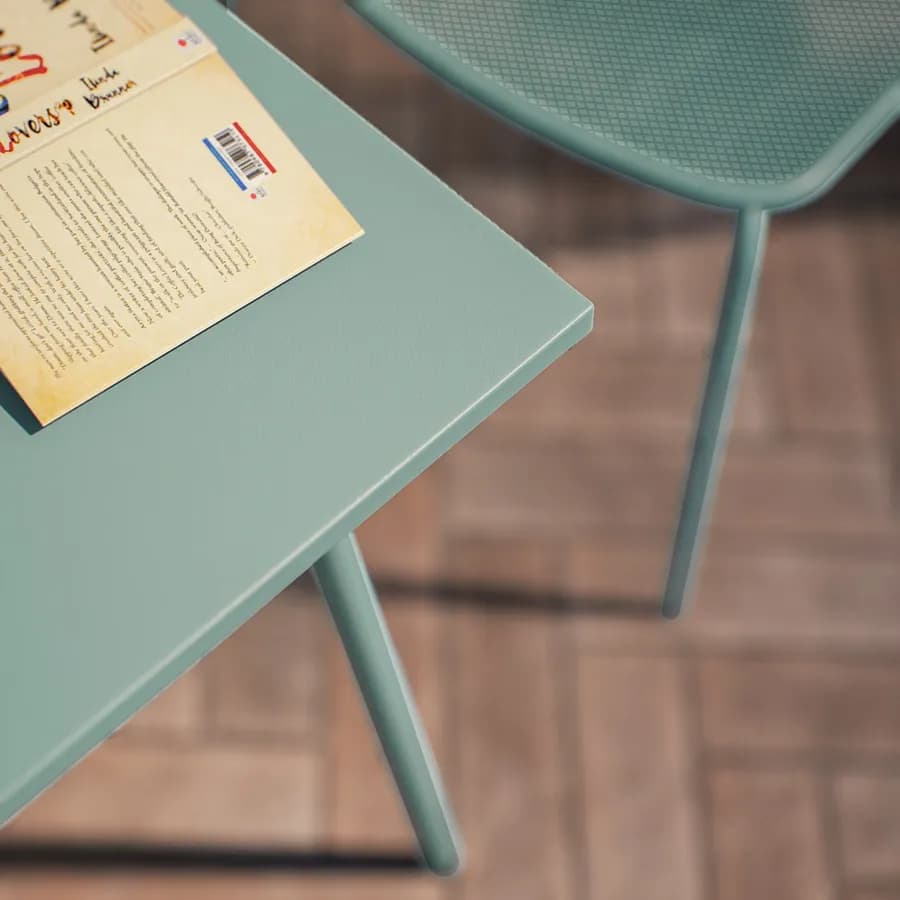 Set bistrot tavolo 60x60 cm e 2 sedie in acciaio verde marino - Faber