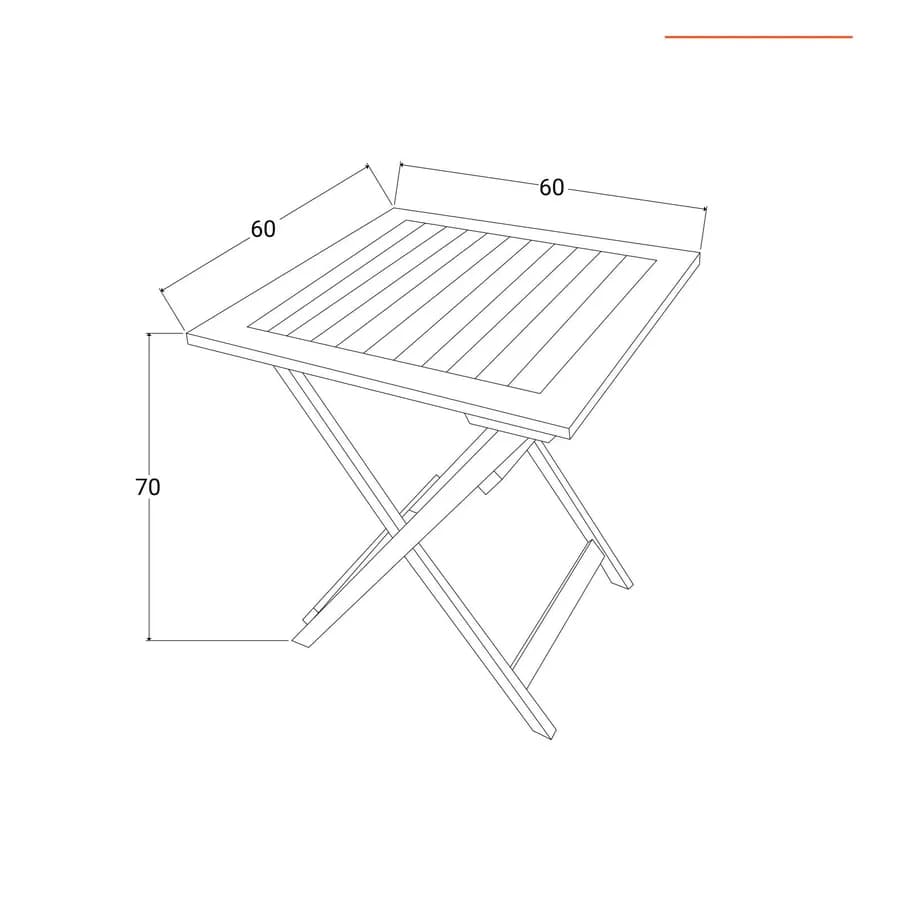 Set bistrot con tavolo 60x60 cm e 2 sedie pieghevoli in legno di acacia - Paja