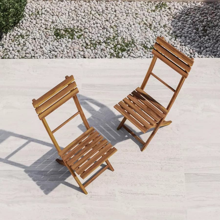 Set bistrot tavolo 60x60 cm e 2 sedie pieghevoli in legno di acacia - Paja