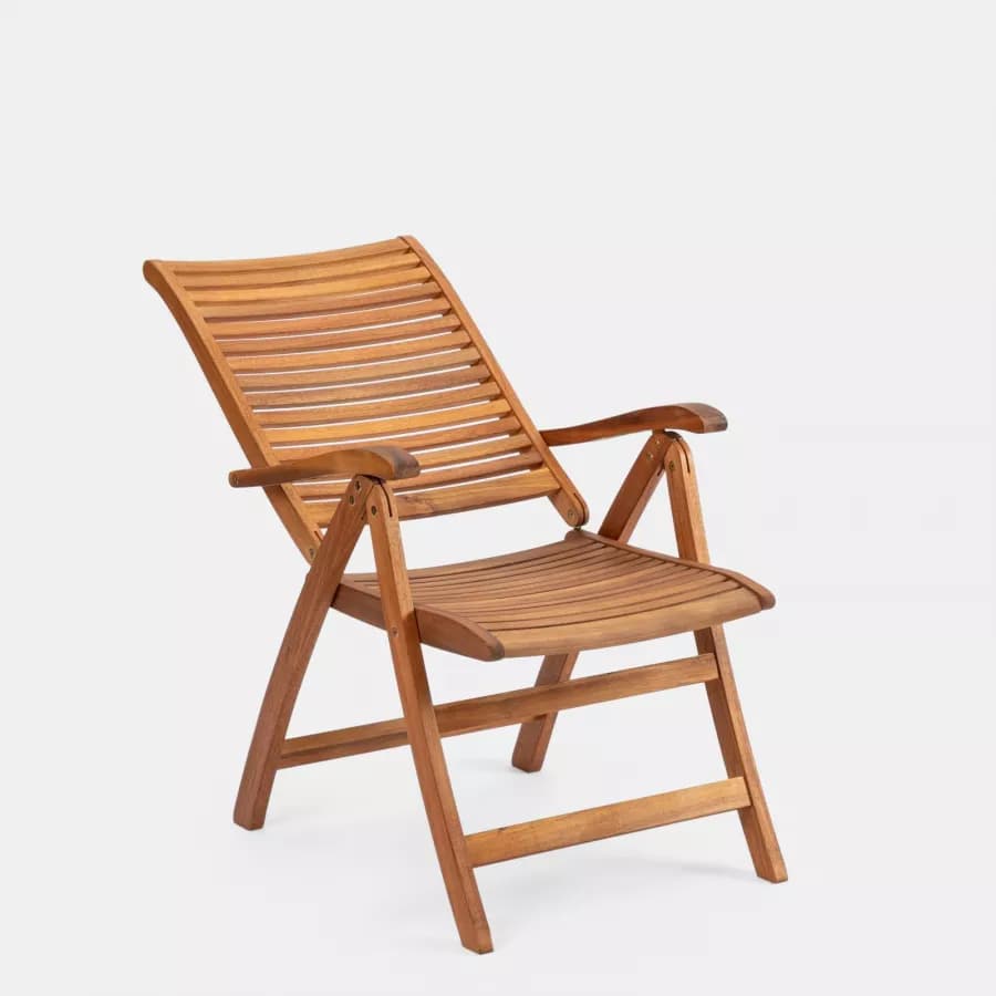 Set bistrot con tavolo 60x60 cm e 2 sedie con braccioli regolabili in legno di acacia - Paja