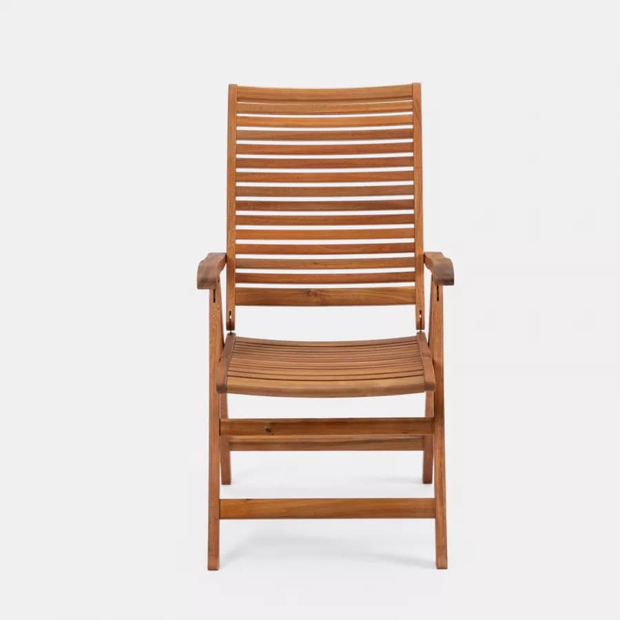Set bistrot con tavolo 60x60 cm e 2 sedie con braccioli regolabili in legno di acacia - Paja