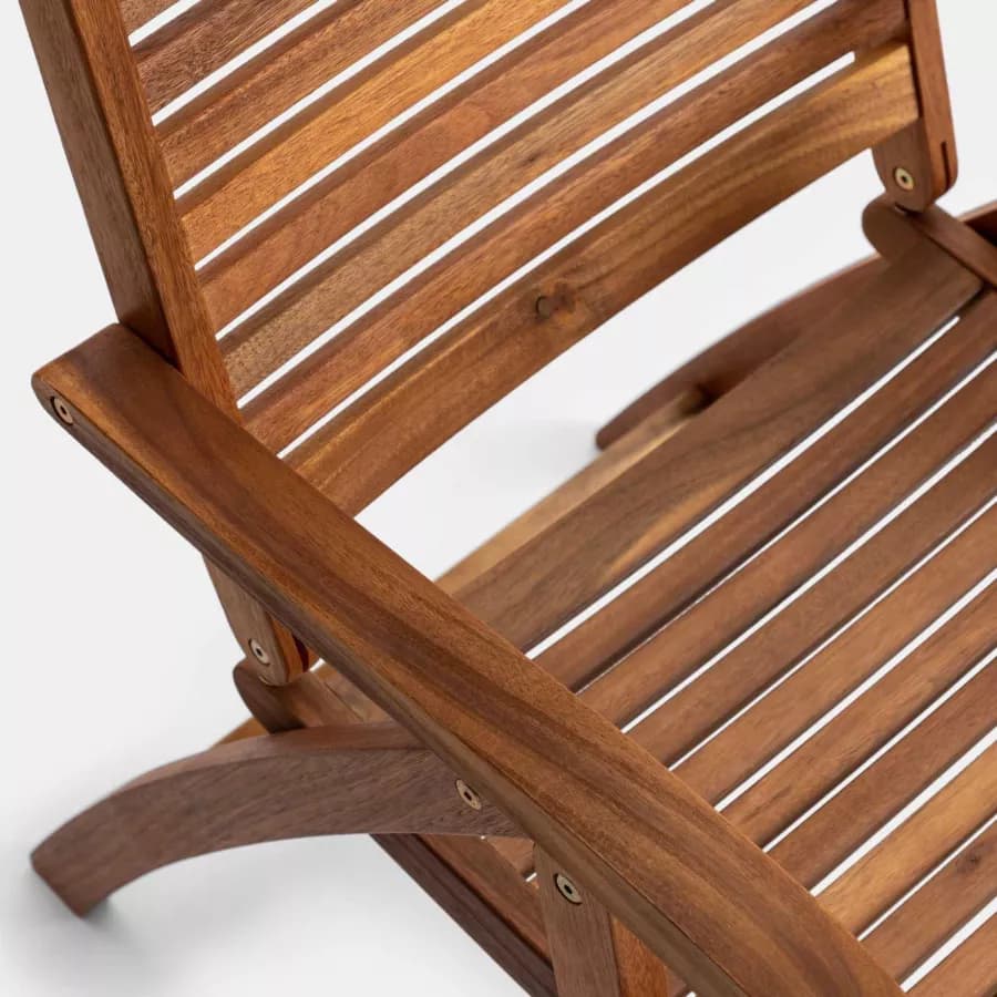 Set bistrot con tavolo 60x60 cm e 2 sedie con braccioli regolabili in legno di acacia - Paja