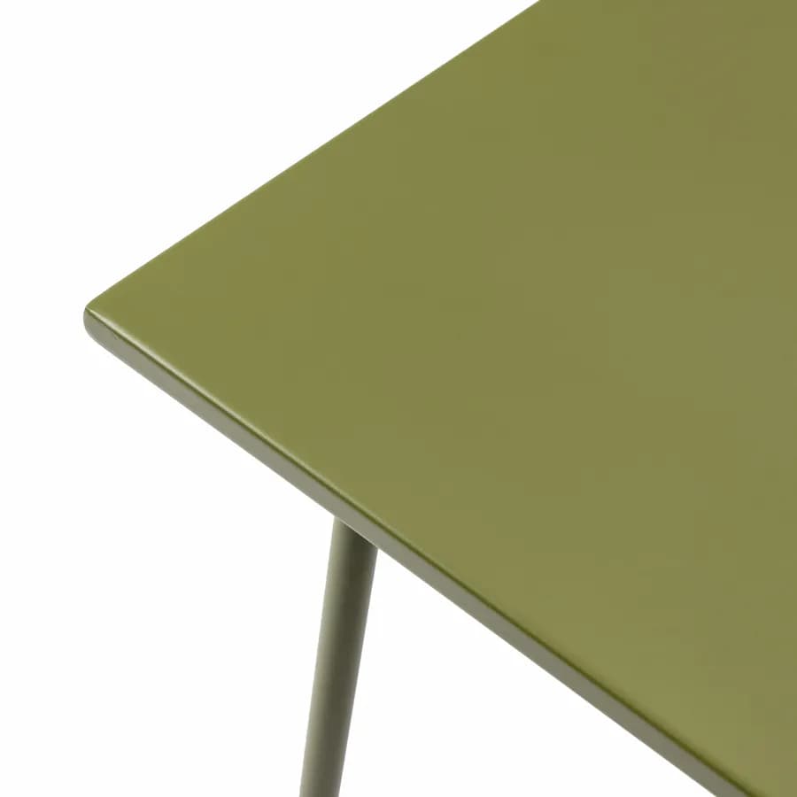 Set bistrot tavolo 60x60 e 2 sedie con braccioli in acciaio verde oliva - Faber