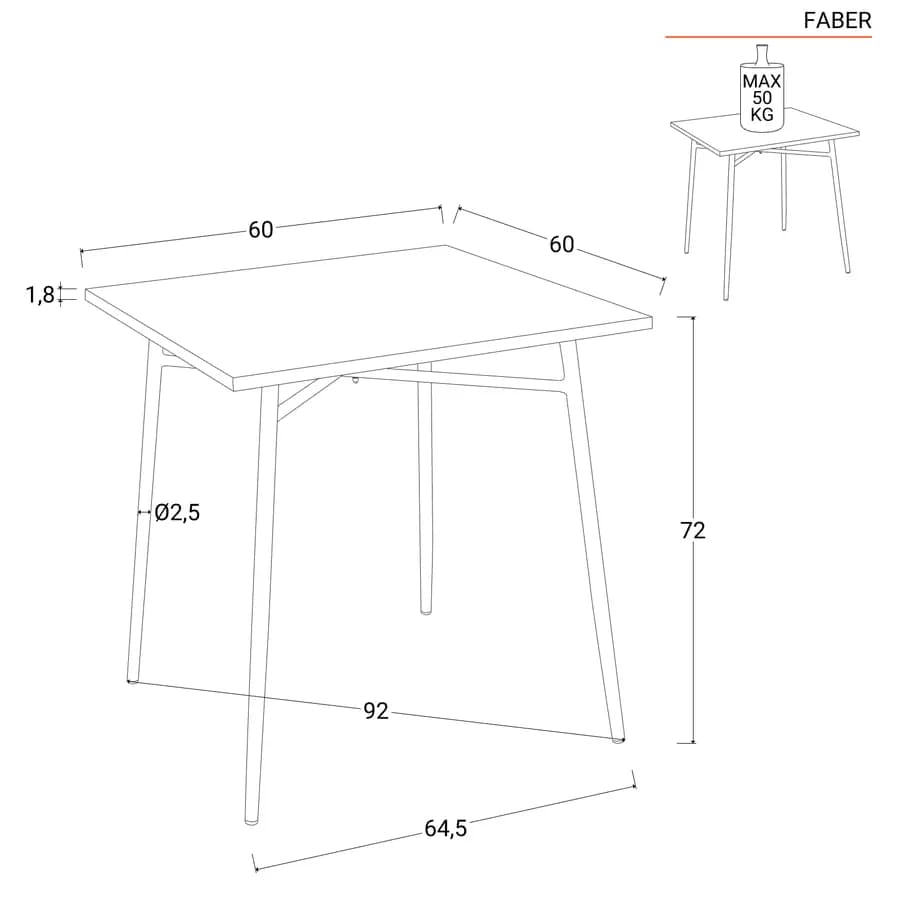 Set bistrot tavolo 60x60 e 2 sedie con braccioli in acciaio verde marino - Faber