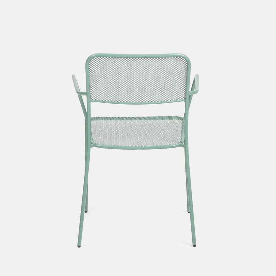 Set bistrot tavolo 60x60 e 2 sedie con braccioli in acciaio verde marino - Faber