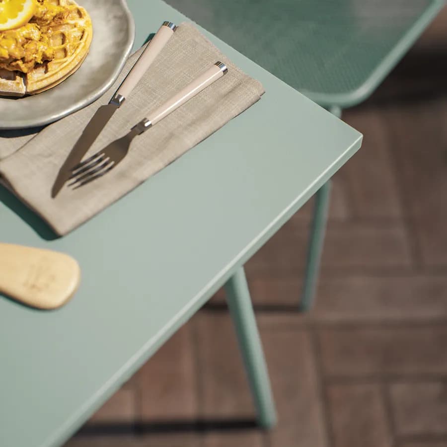 Set bistrot tavolo 70x70 cm e 2 sedie in acciaio verde marino - Faber