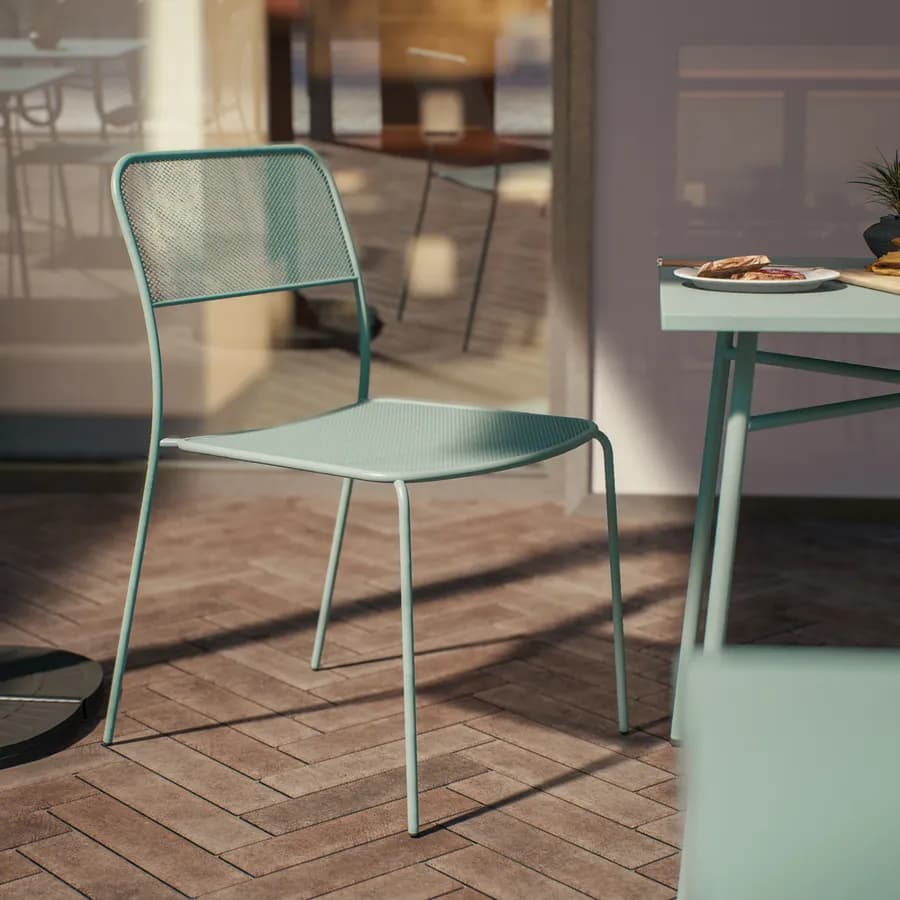 Set bistrot tavolo 70x70 cm e 2 sedie in acciaio verde marino - Faber
